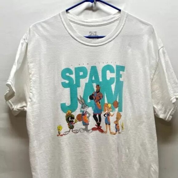 Space Jam LeBron James Shirt Adult Large White Tee A New Legacy Logo T-Shirt - Picture 2 of 9